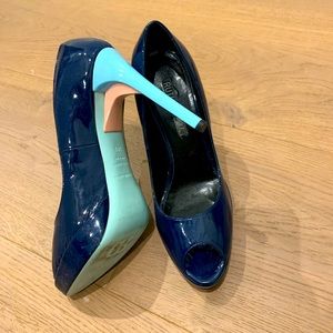 Ruthie Davis patent navy blue heels